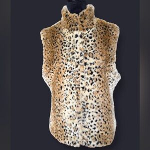 Source Unknown Leopard Print Faux Fur Vest
